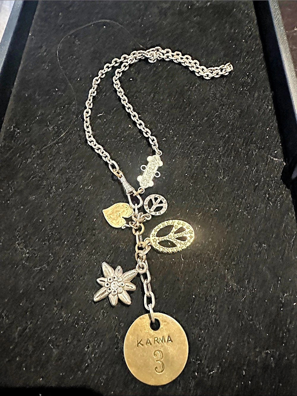 Mixed metals findings necklace, peace